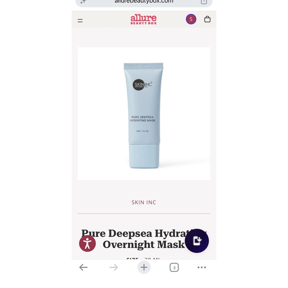 SKIN INC PURE DEEPSEA HYDRATING MASK 30ML NWT